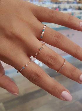 New accessories colorful 4 Piece Set Knuckle Rings 跨境戒指