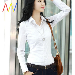 white OL office shirt women longsleeve shirts blouses formal