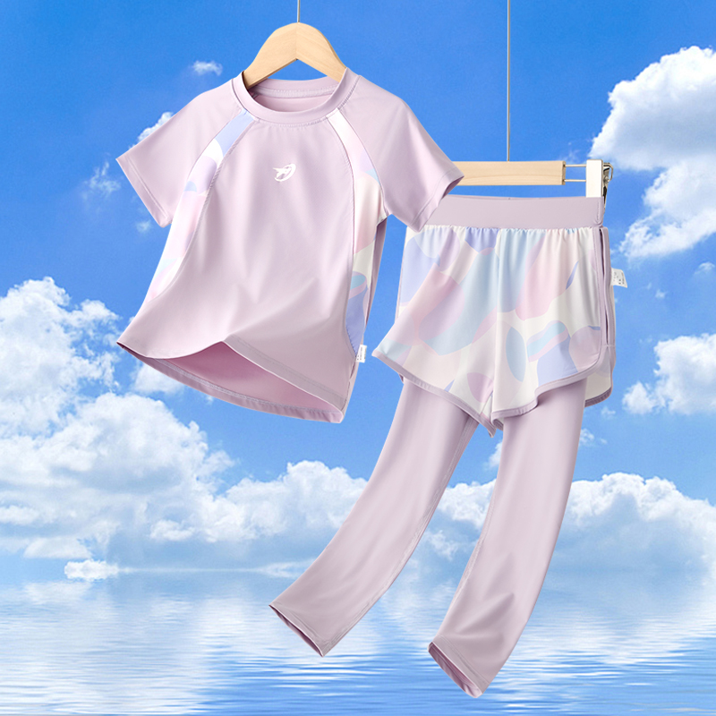 女童運動速干套裝夏季薄款兒童跑步訓(xùn)練服中大童女孩短袖訓(xùn)練服裝