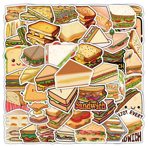 54张卡通美食三明治贴纸可爱