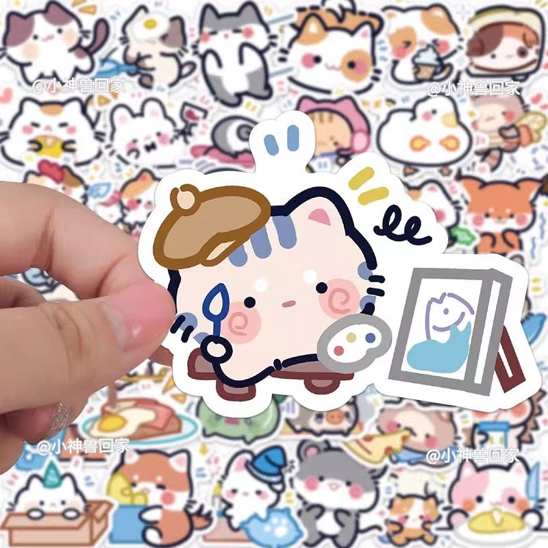 120张原创小动物贴纸卡通趣味