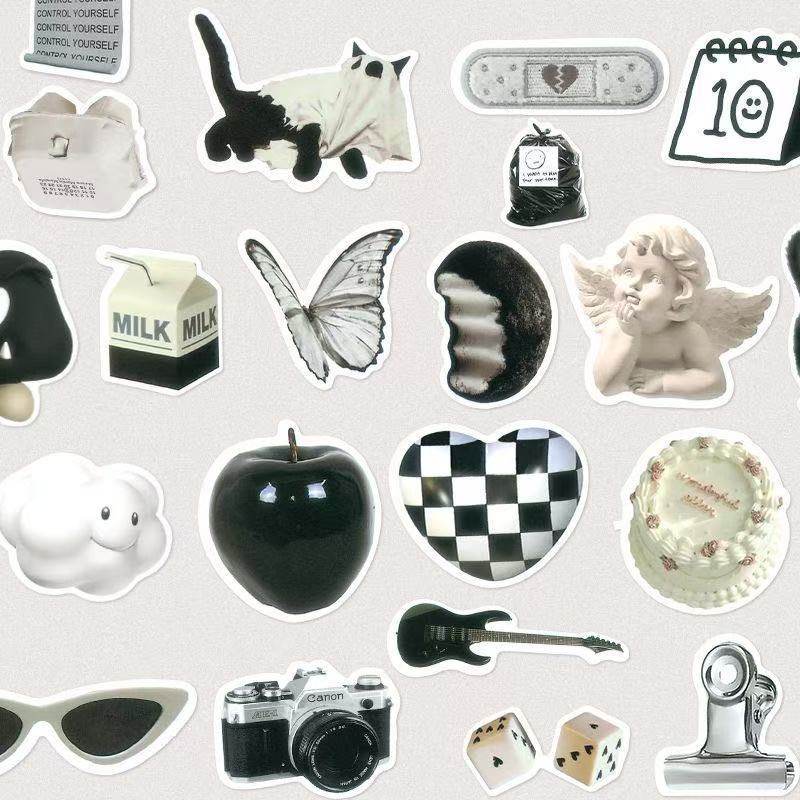 黑白简约ins贴纸高颜值韩系个性手账高级手机装饰防水贴画创意,文具电教/文化用品/商务用品,贴纸/立体贴纸,淘宝优惠券,粉丝福利购,淘宝优惠卷