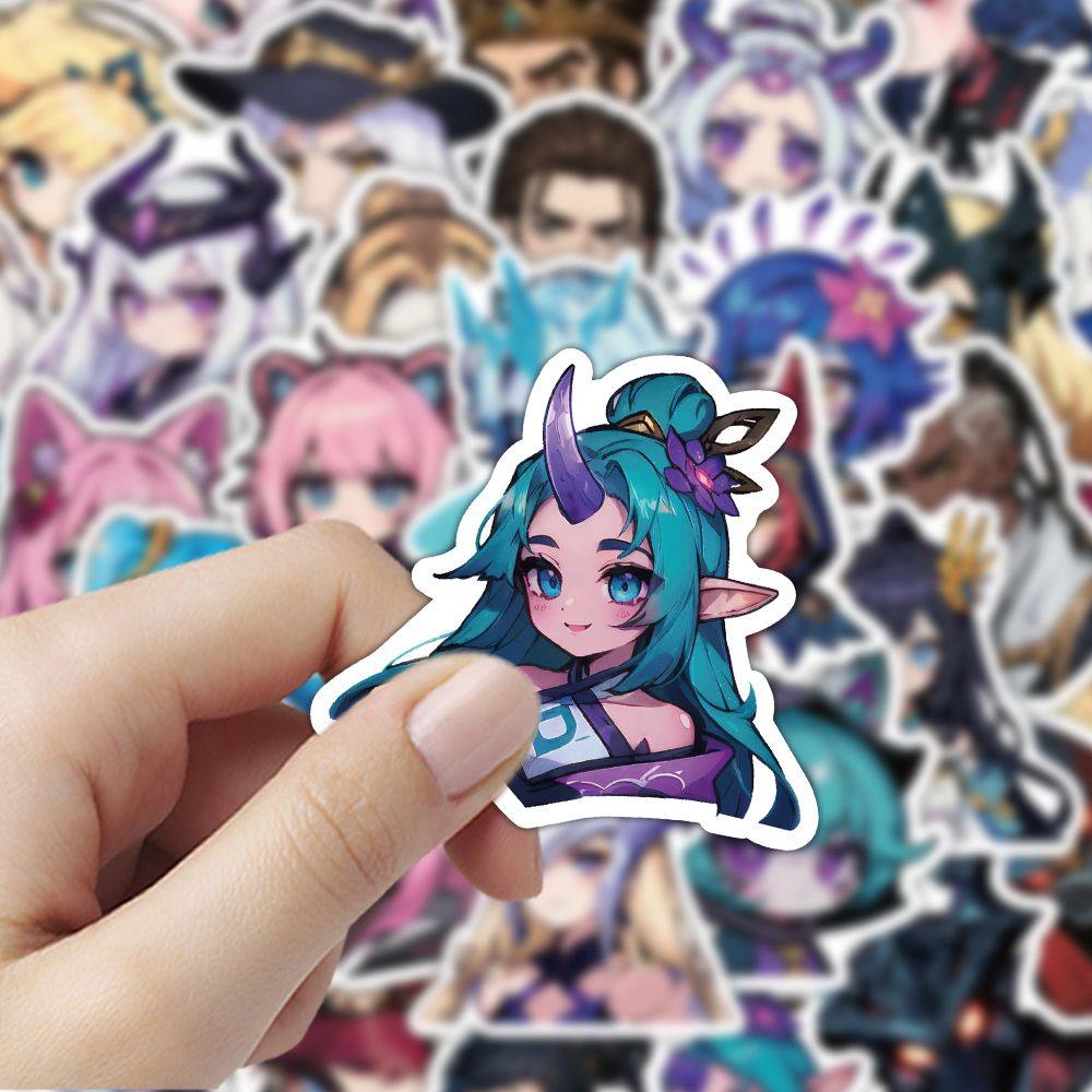 60张英雄联盟表情包贴纸可爱卡通动漫周边手机壳笔记本防水贴画