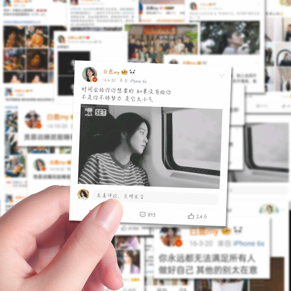 108张白鹿微博语录贴纸明星励志文案周边装饰手机壳iPad贴画防水