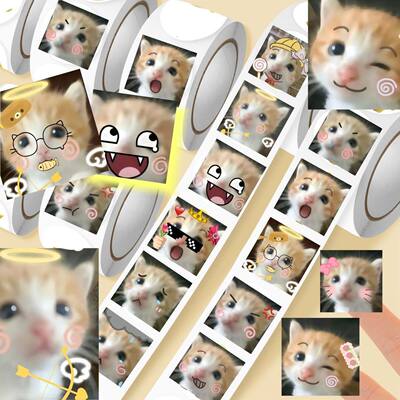 可爱表情猫meme手账贴纸2000贴