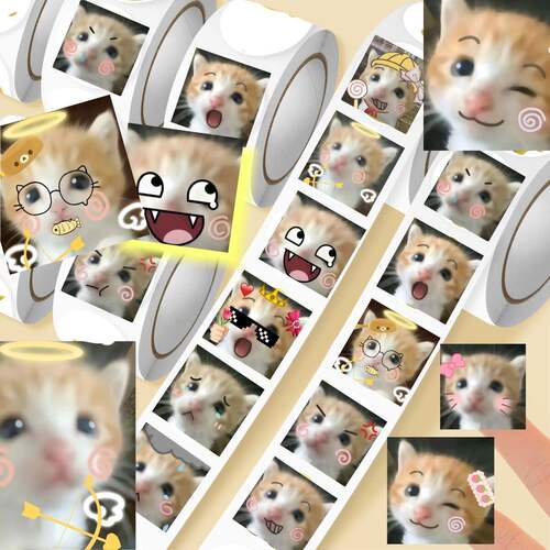 可爱表情猫meme手账贴纸2000贴