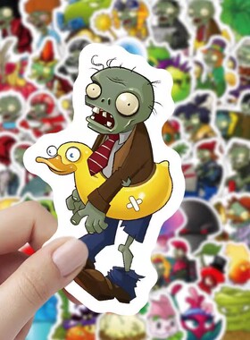 100张植物大战僵尸贴纸PVZ素材贴画卡通装饰小图案diy手机壳手账
