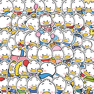 104张贝克鸭贴纸卡通小图案可爱Q版装饰手账素材diy防水标签贴画