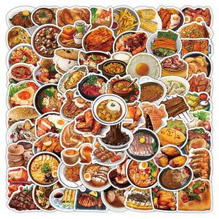 120贴爆款卡通写实diy食物贴纸ins美食创意手机手账防水装饰贴画