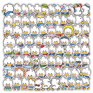 254张贝克鸭贴纸丑小鸭卡通可爱图案笔记本手账diy装饰防水标签贴