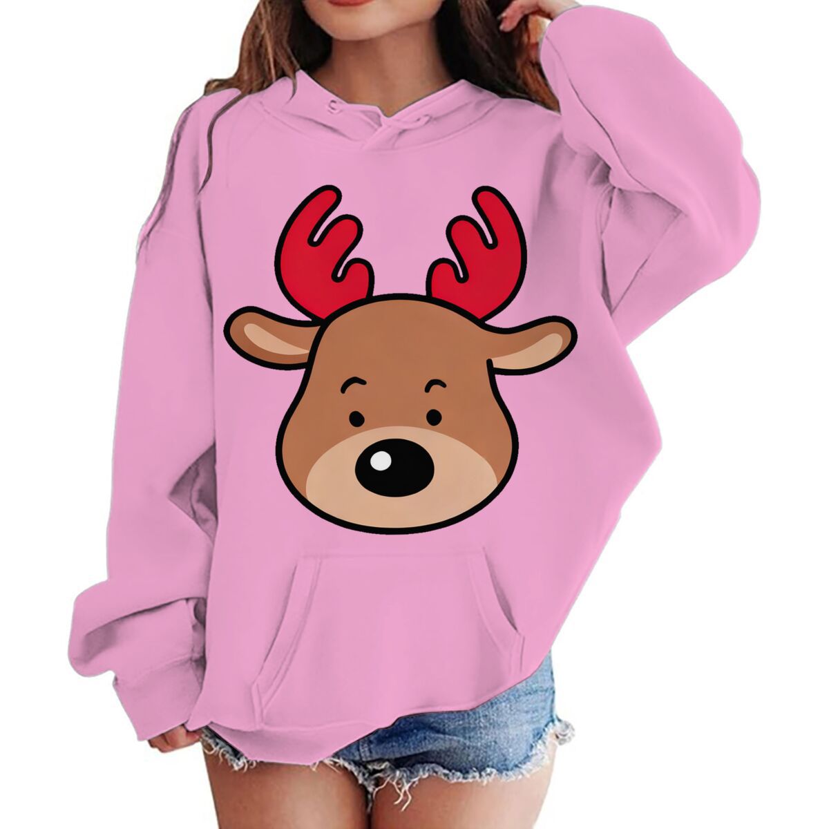 圣诞童装加绒连帽卫衣