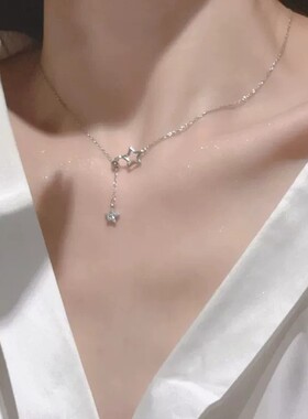 [新款]韩系爆款甜美气质简约吊坠项链ins潮设计感抽拉式钛钢颈链