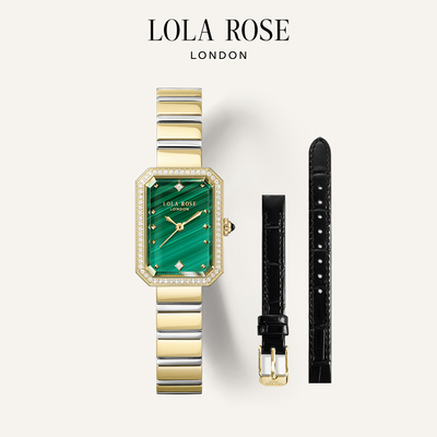 【升级款】LolaRose罗拉玫瑰Ms. Lola方糖小绿表带锆石手表女礼物