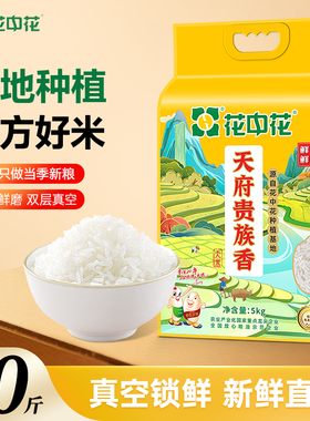 花中花天府贵族香米5kg南方大米天10斤府粮仓鲜稻真空装长粒香米