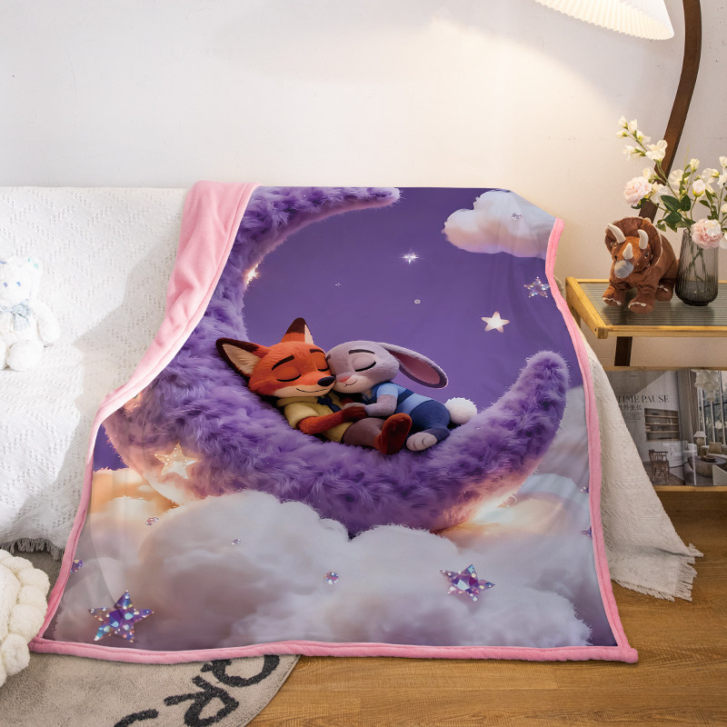 疯狂动物城zootopia加厚毛毯水晶绒毯子尼克朱迪儿童学生空调毯