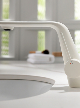 WINMV 奶白色卫生间浴室柜洗手盆面盆水龙头冷热防溅水家用全铜