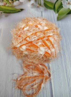 毛线手混线100g【日落橙】橙色丝带线diy毛线卡套围巾毛衣包包