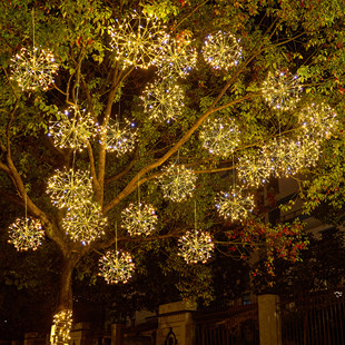LED烟花球彩灯户外防水挂树装饰灯新年节日氛围灯过年爆炸蒲公英