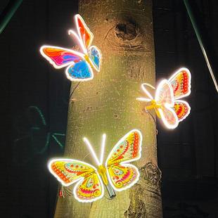 led蝴蝶灯动态仿真公园户外亮化大树装饰地插景观蝴蝶草坪氛围灯