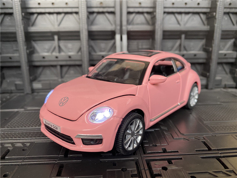 嘉业1:32合金汽车仿真大众新甲壳虫beetlegsr声光4开门车模型玩具