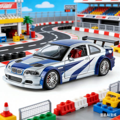 金车将1:24宝马M3GTR E46赛道版四开门声光回力转向合金跑车玩具 - 封面