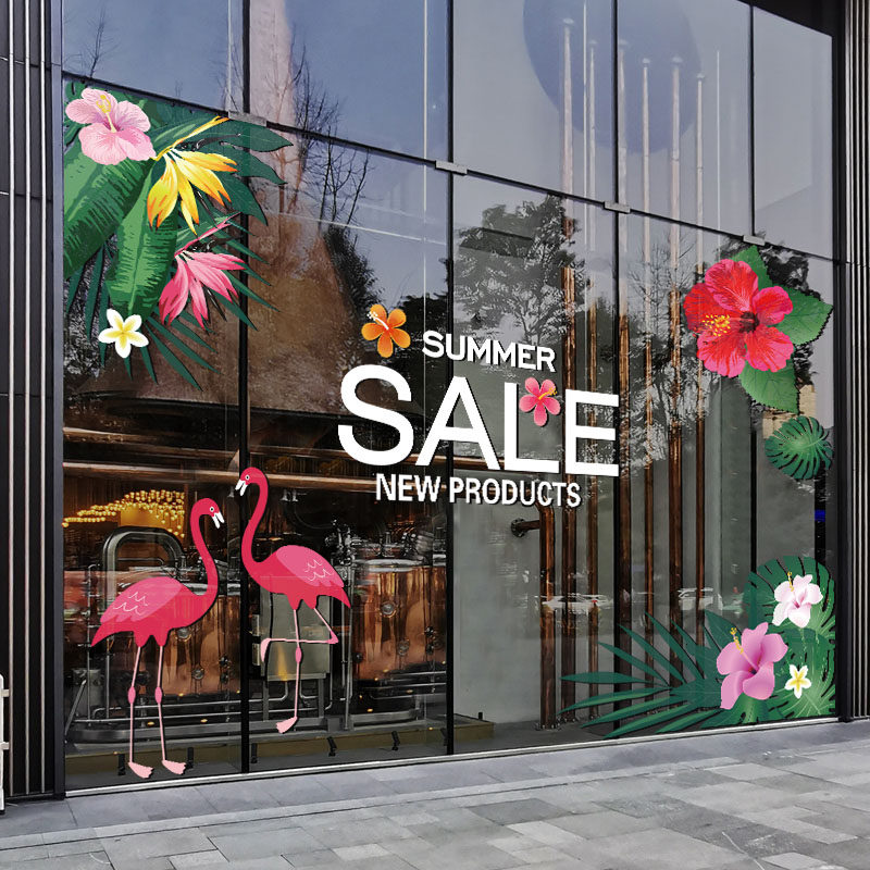 夏季新品上新店铺静电贴纸大型服装店面橱窗玻璃装饰布置门贴窗贴