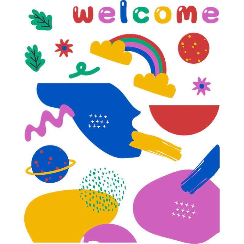 ins网红几何手绘插画贴纸小红书店铺橱窗玻璃门贴静电装饰窗贴花