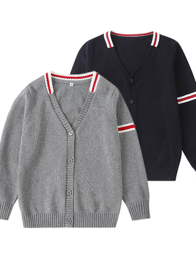 同款校服毛衣外套英伦学院儿童中学生开衫灰色藏青色针织衫13M015