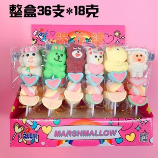 圣诞节老人雪人图案糖果18克网红棉花糖棒棒糖冰糖葫芦串卡通软糖