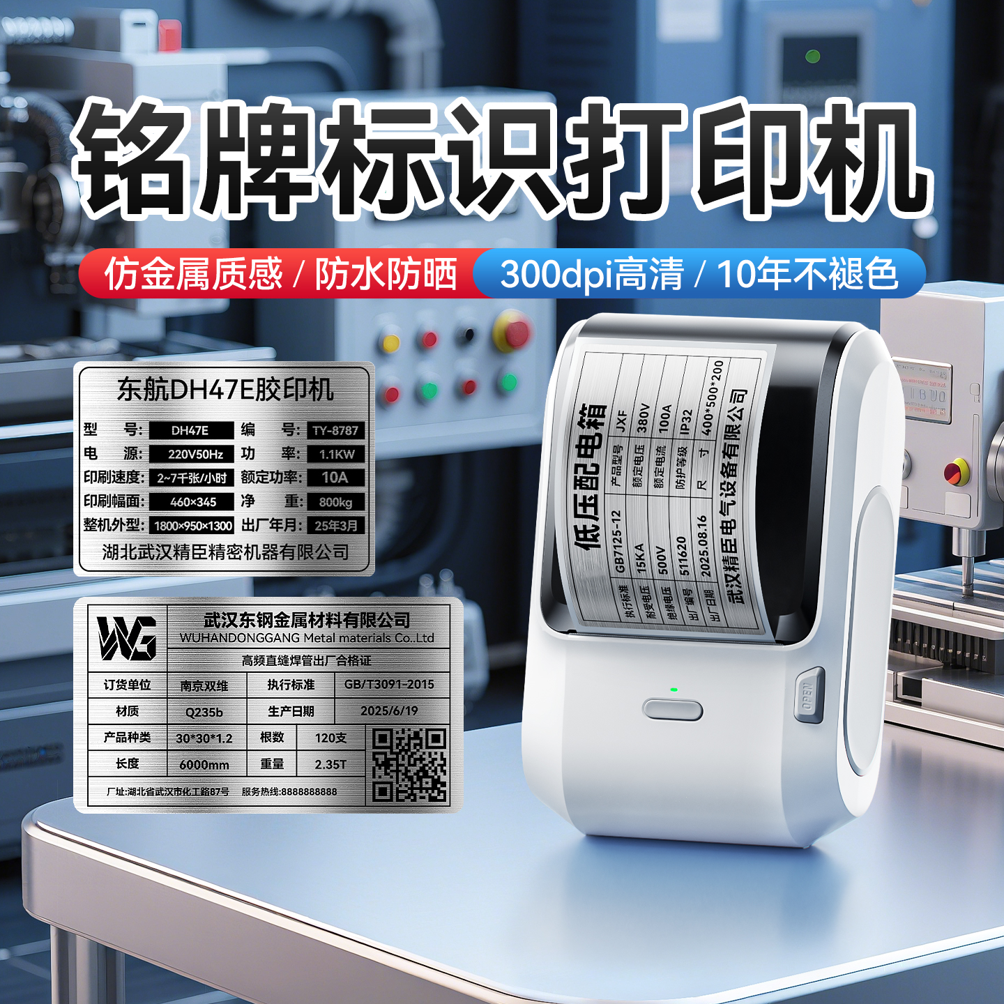 精臣M3拉丝银铭牌标签打印机小型