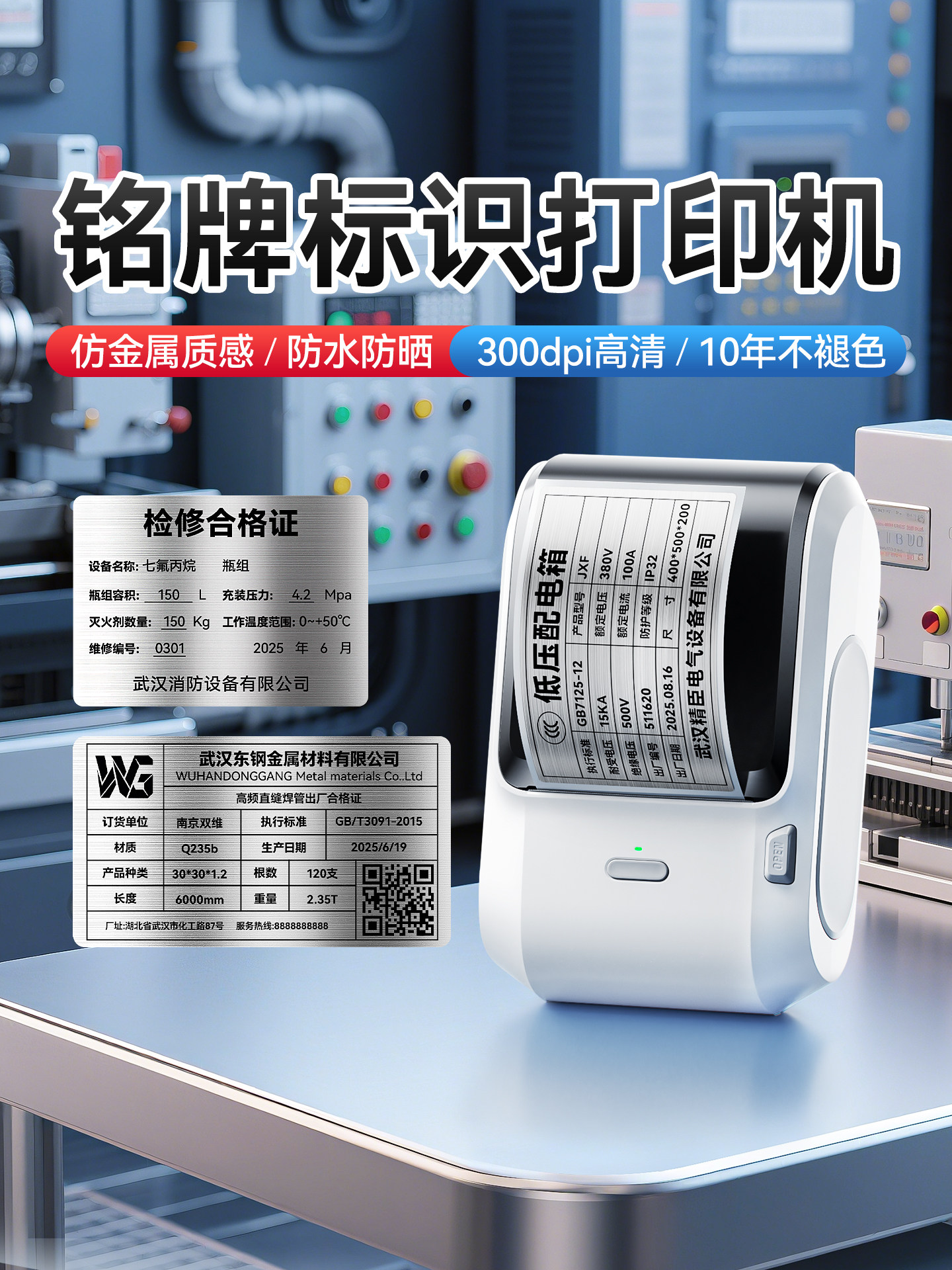 精臣M3设备铭牌标签打印机拉丝银彷金属质感热转印小型不干胶贴纸