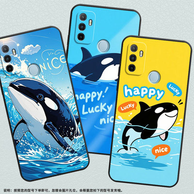 适用OPPOA17手机壳4G国外硅胶CPH2471超薄A31男女CPH2073软壳0pp0A54S漫画虎鲸商务A33高级PEHM00保护套