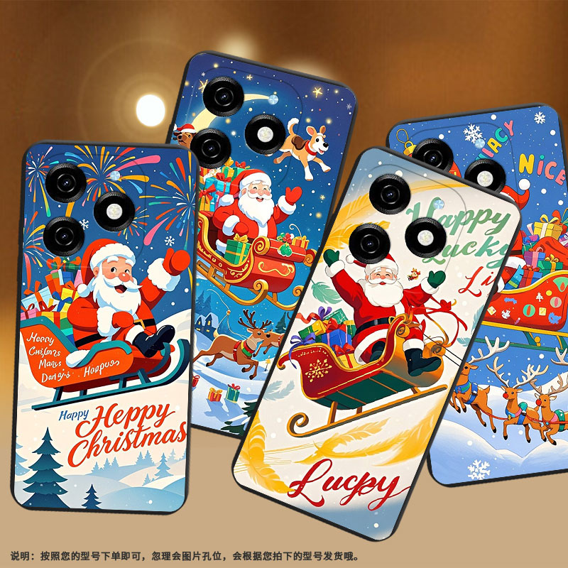 适用传音TecnoPop9手机壳时尚Pop7Pro高级感圣诞老人TecnoPop7磨砂壳TecnoPop8全包边中国风KL8H保护套