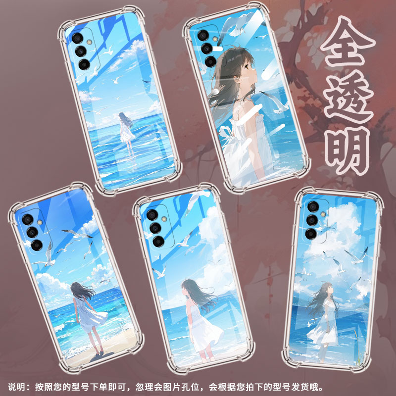 适用三星M02手机壳三星M02s防摔三星M04高级感三星M10S气囊壳三星M12白裙女孩男女款硅胶全包边保护套