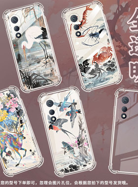 适用传音tecnopovacurve气囊壳povaneo2四角防摔tecnopovaneo3手机壳pova7ultra水墨画lj8k全包保护套