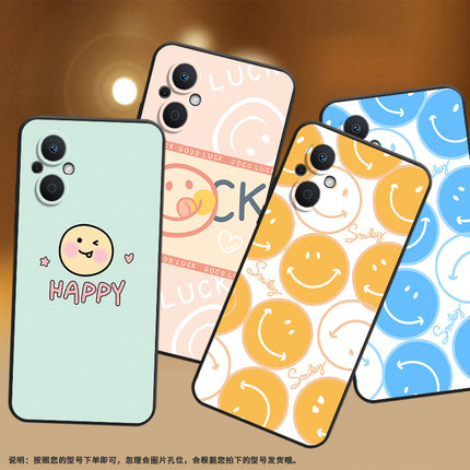 适用OPPOReno7se手机壳Reno7z保护壳Reno7Lite全包边PFDM00磨砂壳Reno7青春版潮流5G橙色笑脸潮流国潮纯黑色
