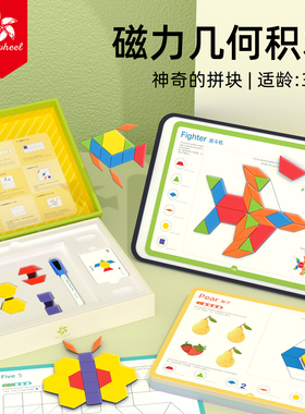 Pinwheel神奇拼块七巧板磁力几何积木拼图消失的颜色磁性方块教具