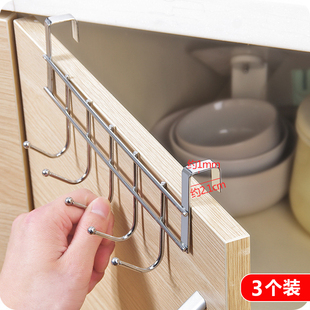 橱柜门挂钩厨房免打孔挂钩不锈钢柜门背排钩厨具铲子勺子收纳挂架