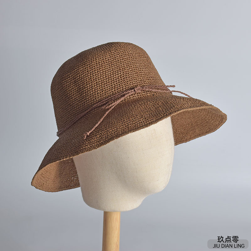 草帽女显脸小草帽女夏韩版百搭度假遮阳帽草帽手工编制渔夫盆帽帽