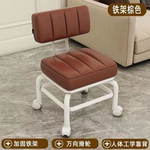 小板凳家用结实滑轮矮凳可移动带靠背板凳静音轮拆快递带娃神器