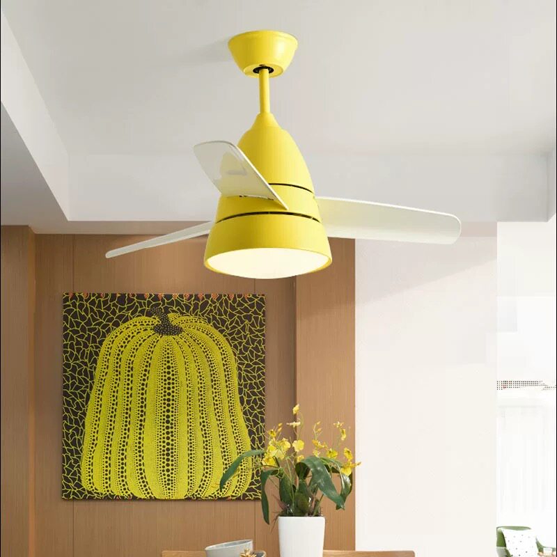 客厅大厅风扇绿色吊扇黑色主灯电扇新款轻奢圆桌北欧灯具蓝色吊灯