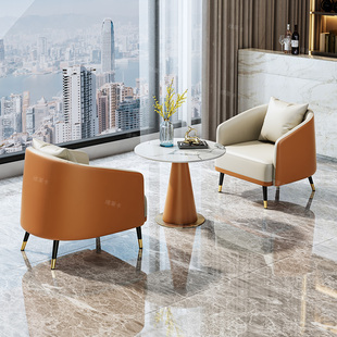 轻奢现代酒店大堂单人沙发椅售楼处美容院休息区接待洽谈桌椅组合