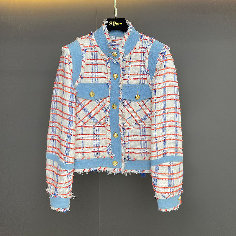 VB牛仔拼接小香风外套女2023春季花色粗花呢编织气质名媛短款夹克,女装/女士精品,短外套,淘宝优惠券,粉丝福利购,淘宝优惠卷