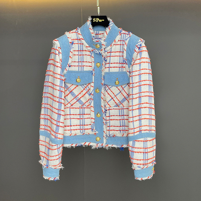 VB牛仔拼接小香风单外套气质名媛