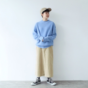 小卷边羊毛针织穿指套头衫 p@r @社 纯元