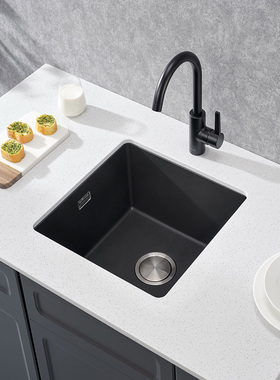科勒石英石水槽小单槽厨房菜盆台上台下台中方形小尺寸厨盆30717