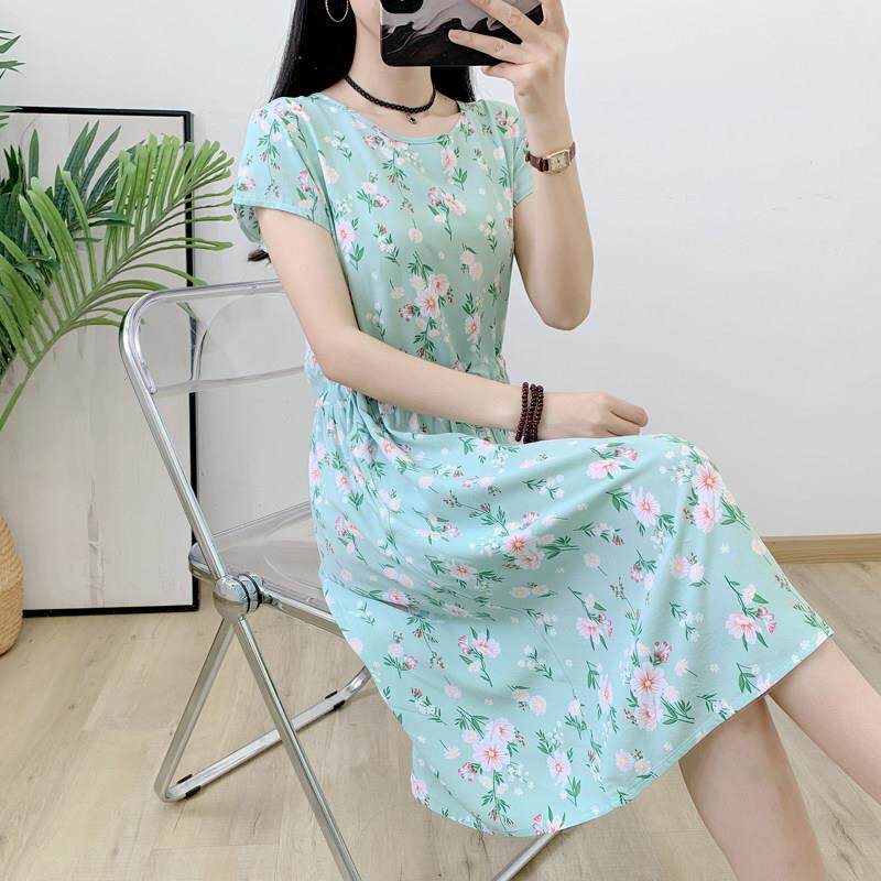 2025季棉新碎花绸8818D#连衣款裙人造棉中长简约A字有口袋系带夏