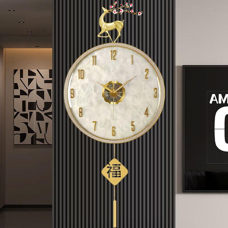 轻奢客厅挂钟现代简厅RHT约表餐静音免打孔时钟高级感挂墙钟钟表