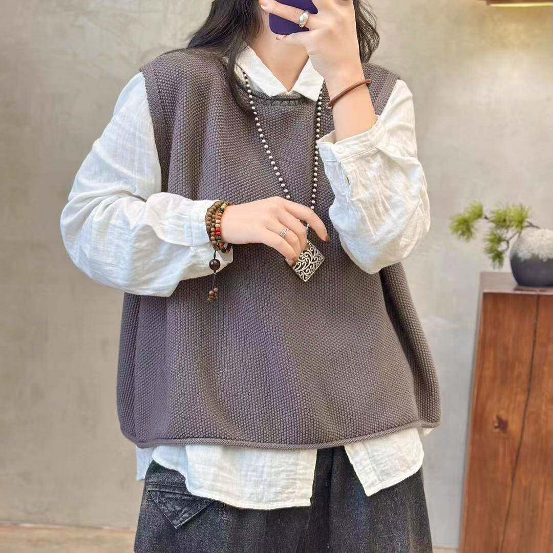 206春季新款套圆领头棉线针织马2甲休女闲百搭叠穿外搭CLK上衣518
