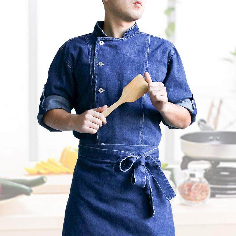 牛仔高档房师服袖JTD秋厨冬厨餐饮后厨房高级厨师工长作服男酒店